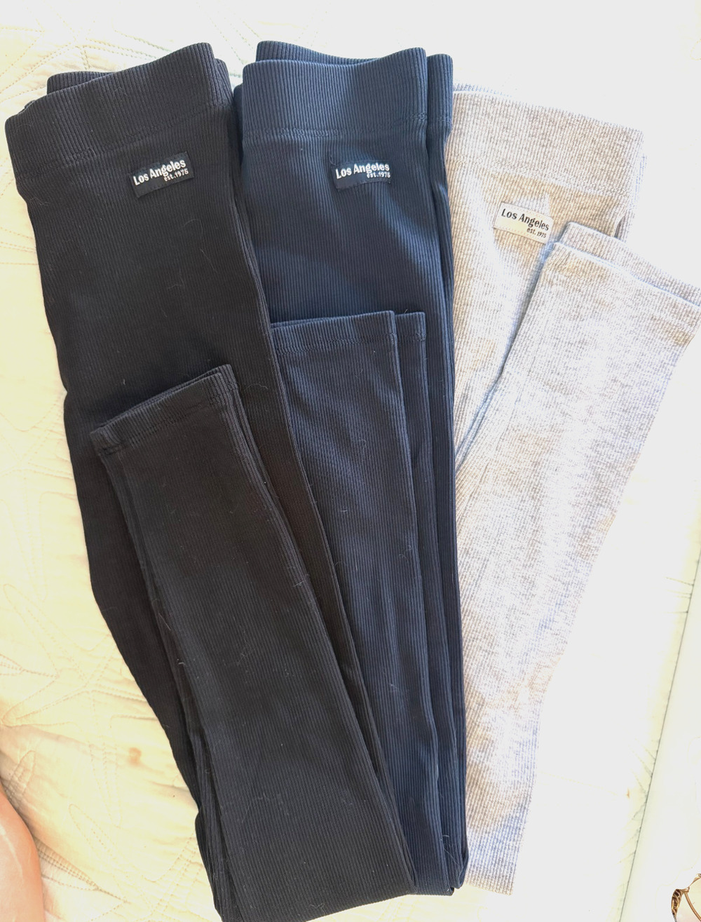 3 Pair Zara Kids Ribbed Leggings w/ Label in Black, Navy & Grey, size 11-12 NWOT